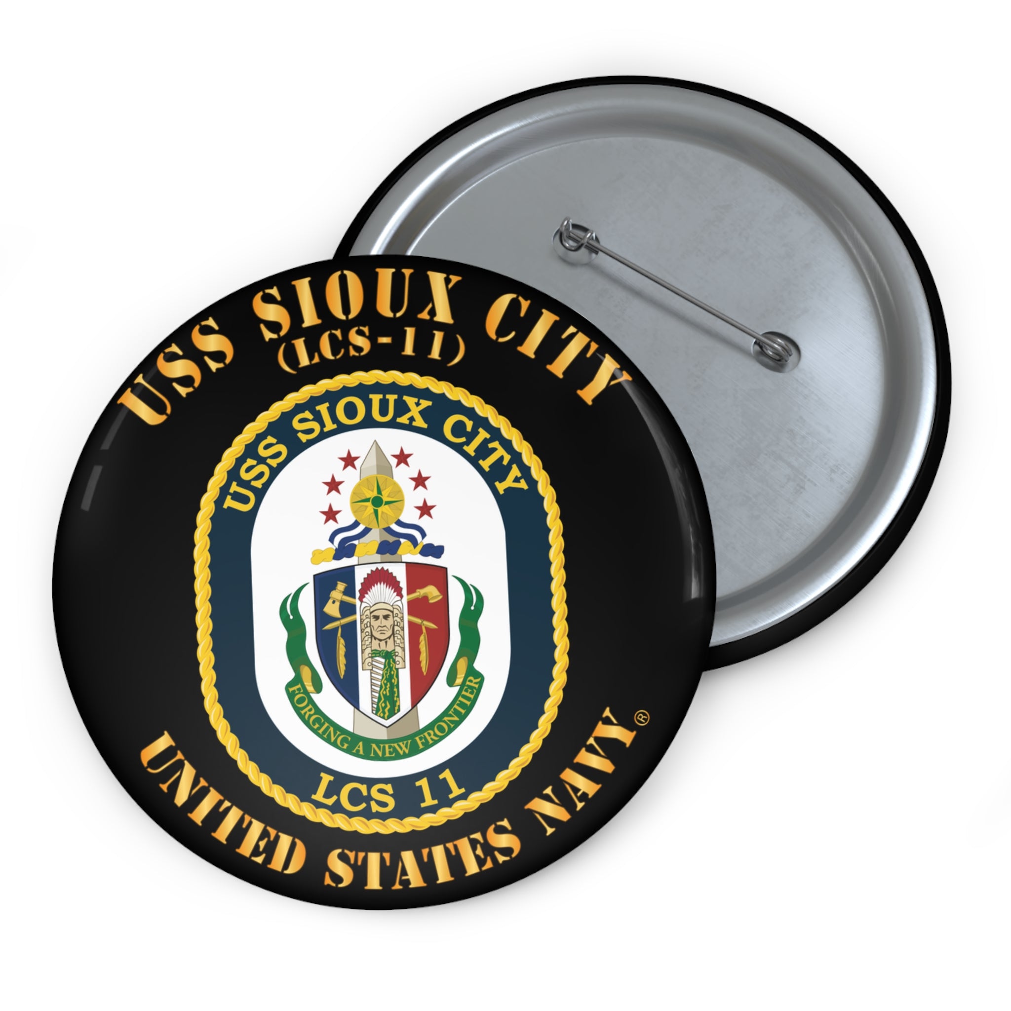 Custom Pin Button - Navy - USS Sioux City (LCS-11)
