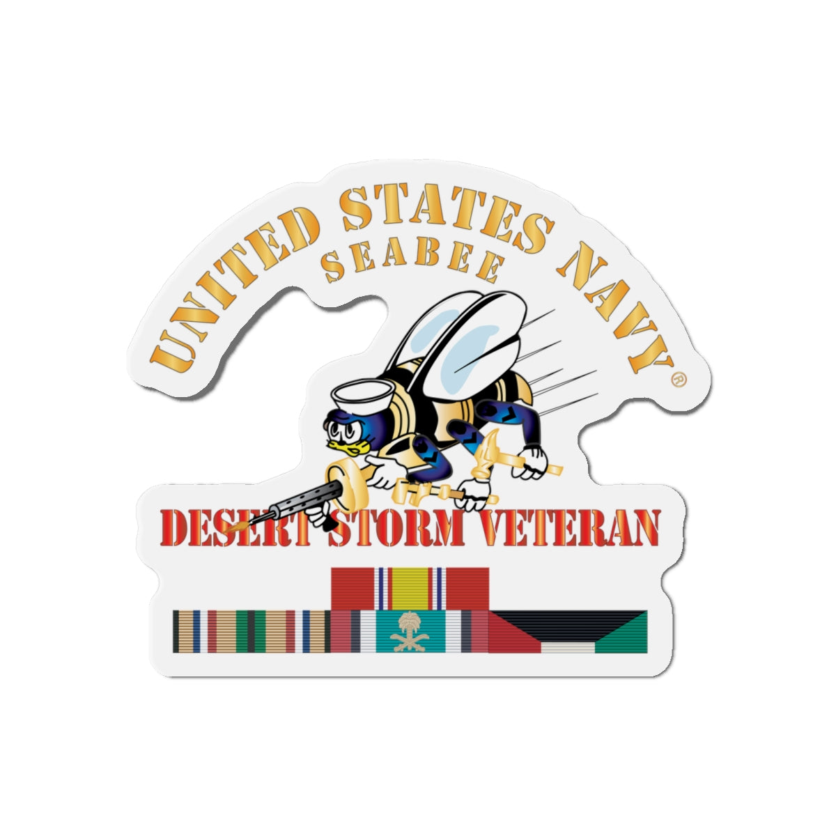 Die-Cut Magnet - Navy - Seabee - Desert Storm Veteran