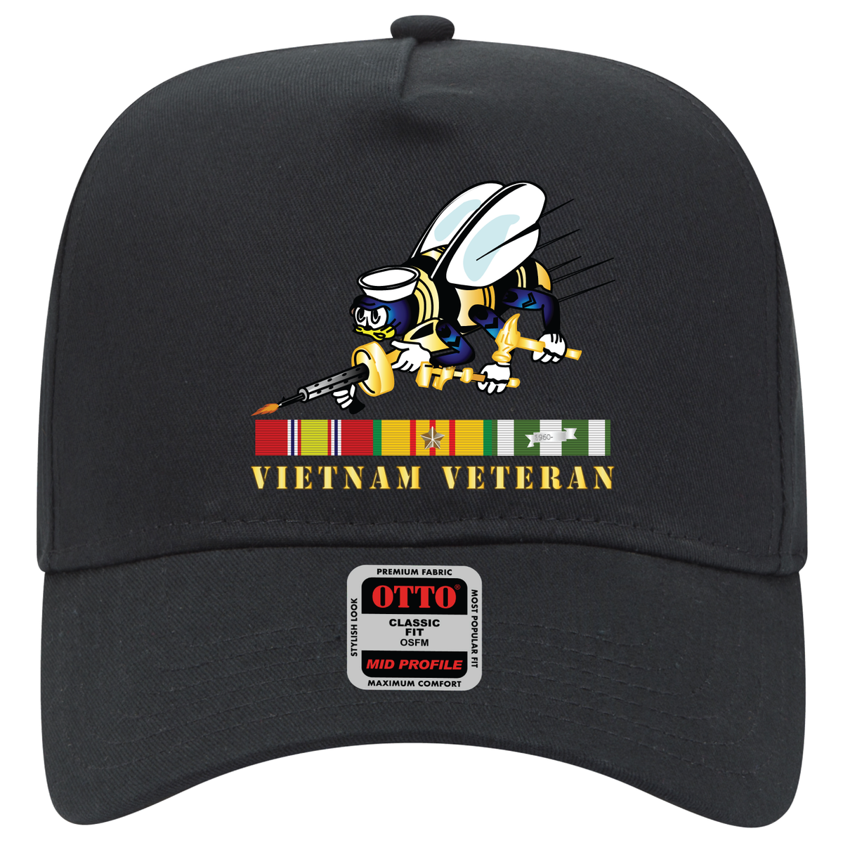 Baseball Cap - Navy - Seabee - Bee Only w VN SVC wo DS V1