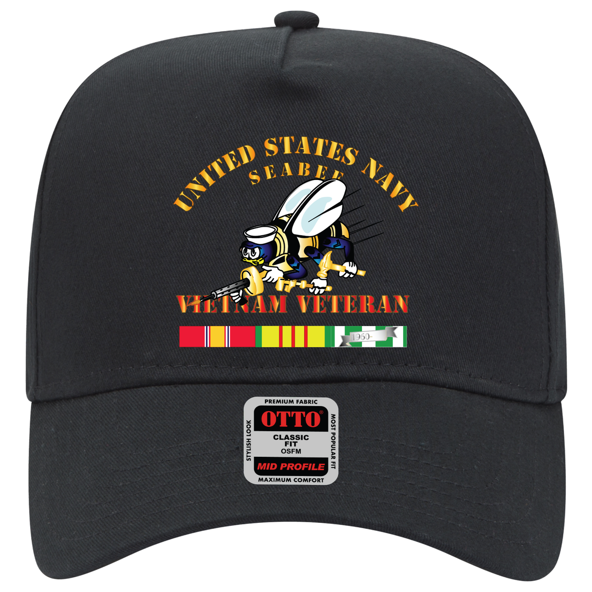 Baseball Cap - Navy - Seabee - Vietnam Veteran - No Shadow