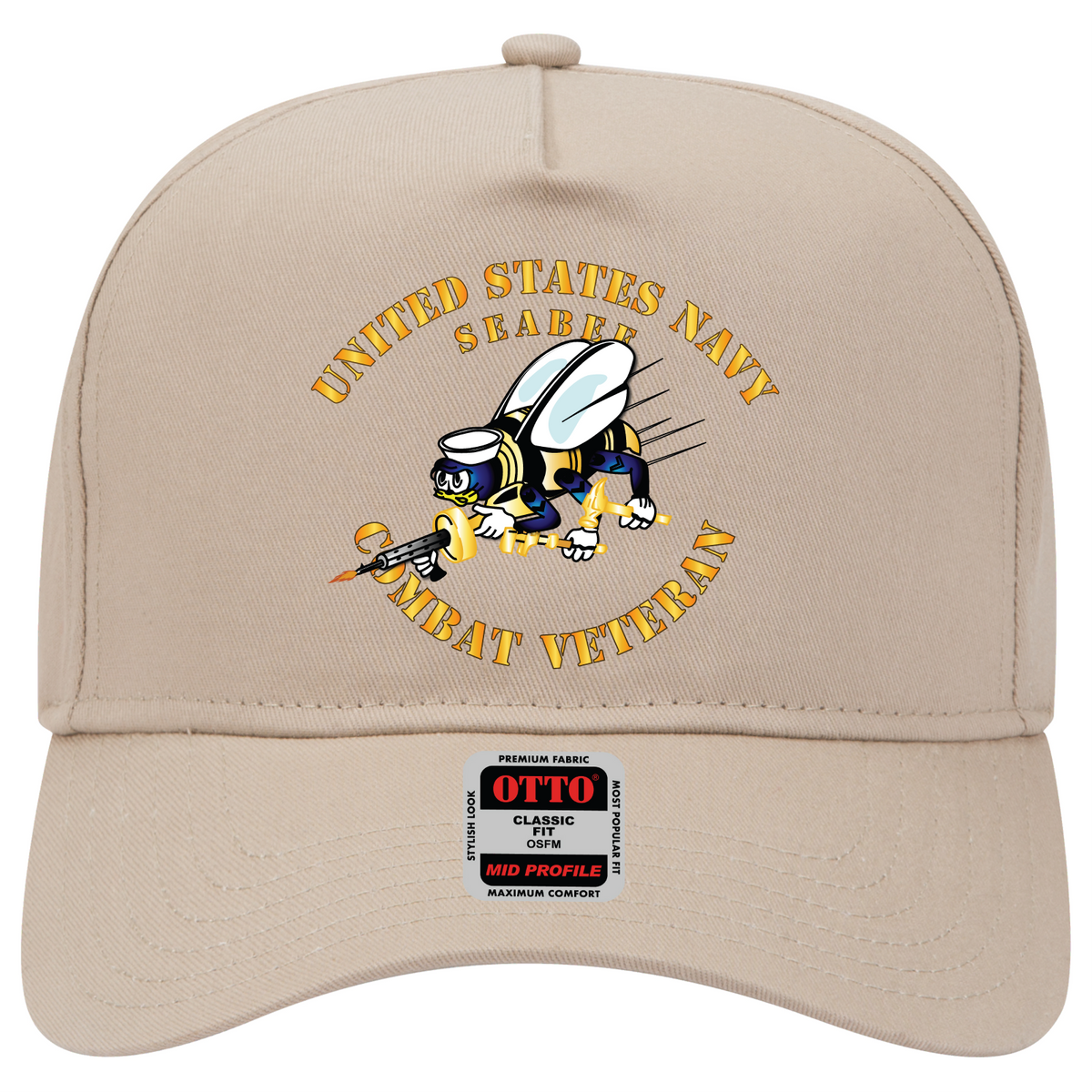 Baseball Cap - Navy - Seabee - Combat Veteran - No Shadow