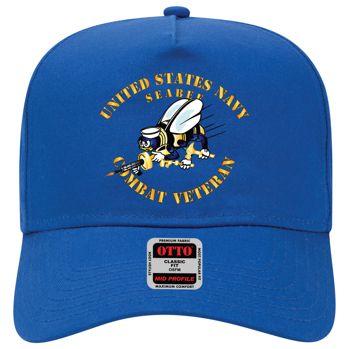Baseball Cap - Navy - Seabee - Combat Veteran - No Shadow