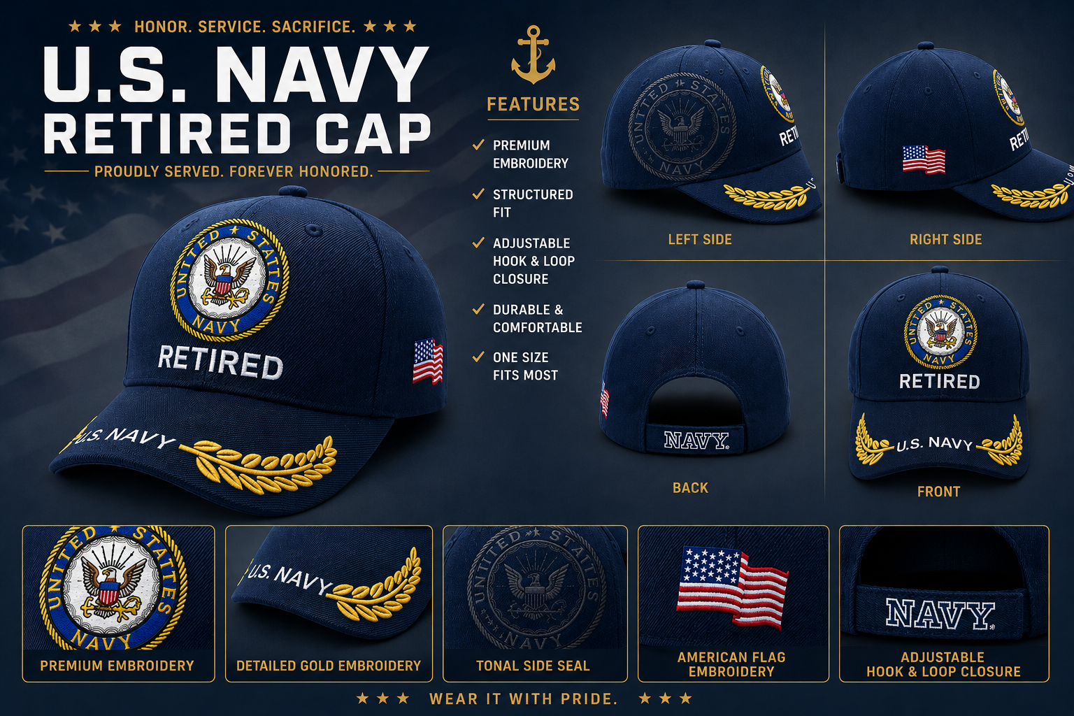 Baseball Cap - US Navy Retired