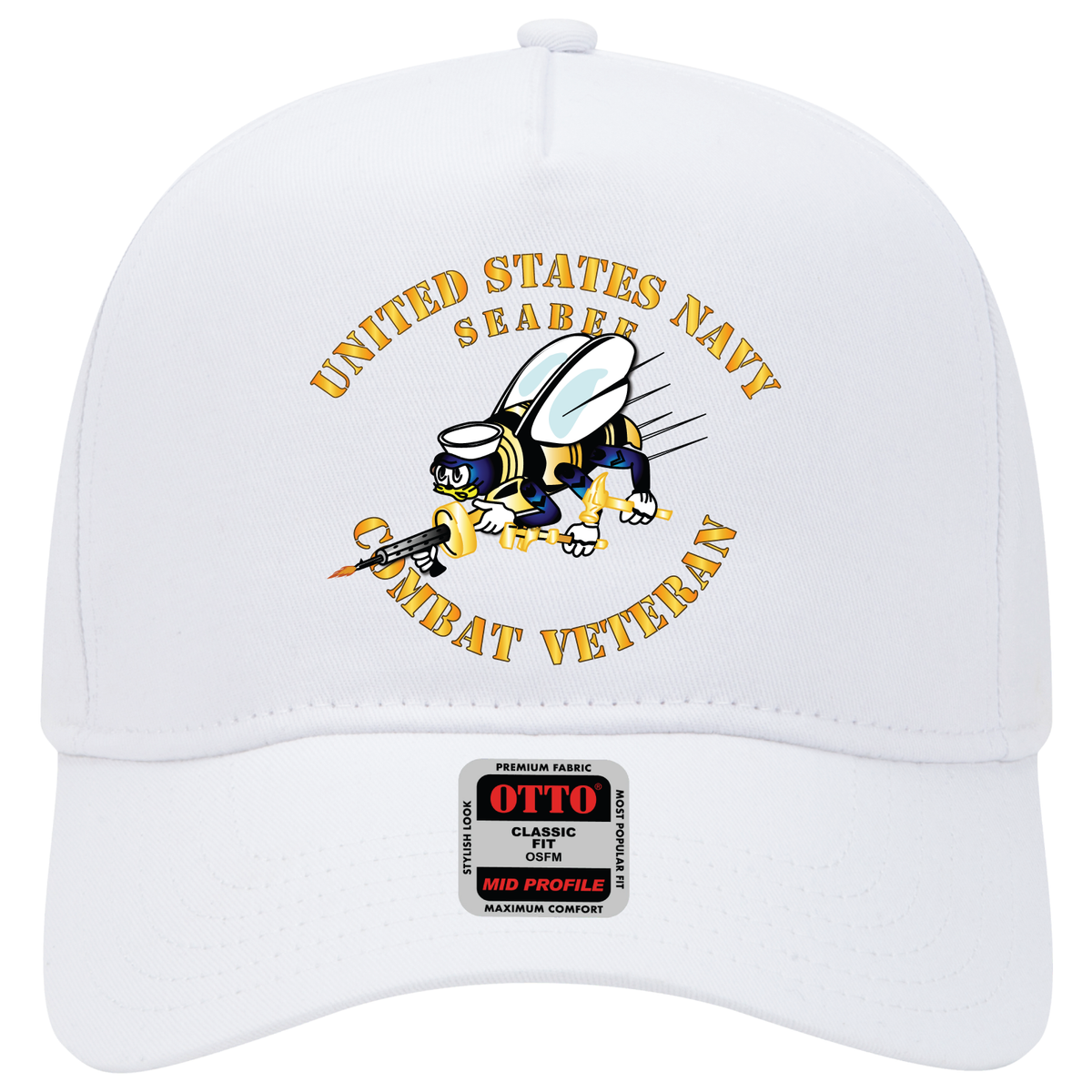 Baseball Cap - Navy - Seabee - Combat Veteran - No Shadow